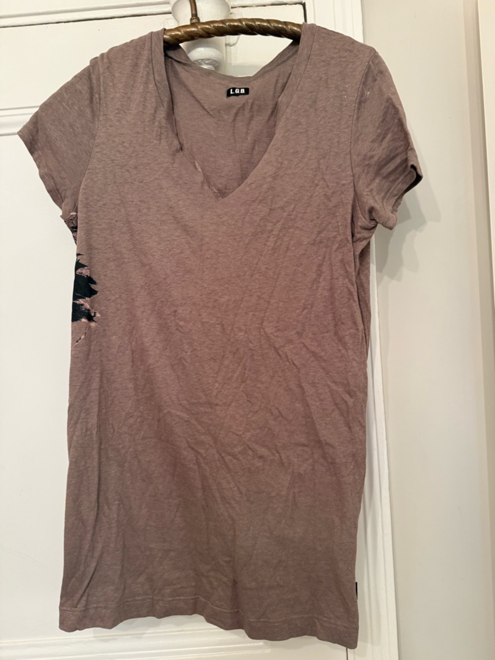 LG Dusky Mauve V-Neck Short Sleeve Tee